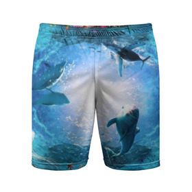 Мужские шорты 3D спортивные с принтом Дельфины в Санкт-Петербурге,  |  | fish | аква | аквариум | вода | кораллы | море | океан | ракушки | рыбки | рыбы