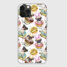 Чехол для iPhone 12 Pro Max с принтом Мопсы с пончиками в Санкт-Петербурге, Силикон |  | Тематика изображения на принте: акварель | брызги | еда | заячьи | искусство | капли | карнавал | кляксы | мопсы | очки | пончики | порода | розовые | сладость | собаки | узор | уши