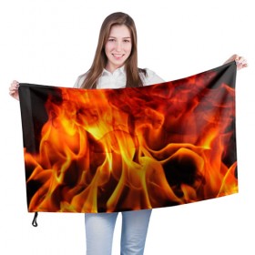 Флаг 3D с принтом Огонь и дым в Санкт-Петербурге, 100% полиэстер | плотность ткани — 95 г/м2, размер — 67 х 109 см. Принт наносится с одной стороны | fire | flame | in fire | smoke | в огне | дым | огненный | огонь | текстуры