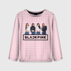 Детский лонгслив 3D с принтом Black Pink 2019 в Санкт-Петербурге, 100% полиэстер | длинные рукава, круглый вырез горловины, полуприлегающий силуэт
 | 2019 | black | black pink | k pop | kill | kill this love | korea | logo | music | pink | pop | блек пинк | блэк пинк | газета | девушки | кпоп | лого | музыка | надпись | розовый