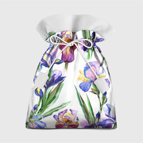 Подарочный 3D мешок с принтом Ирисы в Санкт-Петербурге, 100% полиэстер | Размер: 29*39 см | акварель | мода | стиль | цветочки | цветы