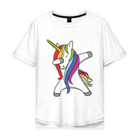 Мужская футболка хлопок Oversize с принтом Единорог делающий деб в Санкт-Петербурге, 100% хлопок | свободный крой, круглый ворот, “спинка” длиннее передней части | деб | единорог | животные | лошадь | пони