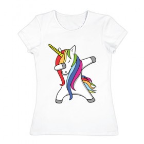 Женская футболка хлопок с принтом Единорог делающий деб в Санкт-Петербурге, 100% хлопок | прямой крой, круглый вырез горловины, длина до линии бедер, слегка спущенное плечо | деб | единорог | животные | лошадь | пони