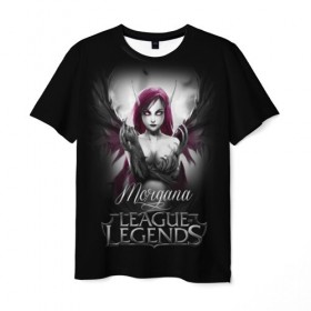 Мужская футболка 3D с принтом League of Legends, Morgana в Санкт-Петербурге, 100% полиэфир | прямой крой, круглый вырез горловины, длина до линии бедер | league of legends | lol | morgana | игры | киберспорт | компьютерные игры | лига легенд | моргана