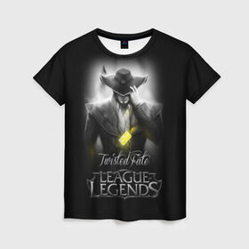 Женская футболка 3D с принтом League of Legends,Twisted Fate в Санкт-Петербурге, 100% полиэфир ( синтетическое хлопкоподобное полотно) | прямой крой, круглый вырез горловины, длина до линии бедер | league of legends | lol | twisted fate | игры | киберспорт | компьютерные игры | лига легенд | твистед фэйт