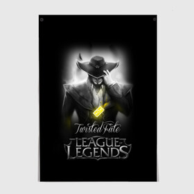 Постер с принтом League of Legends,Twisted Fate в Санкт-Петербурге, 100% бумага
 | бумага, плотность 150 мг. Матовая, но за счет высокого коэффициента гладкости имеет небольшой блеск и дает на свету блики, но в отличии от глянцевой бумаги не покрыта лаком | league of legends | lol | twisted fate | игры | киберспорт | компьютерные игры | лига легенд | твистед фэйт