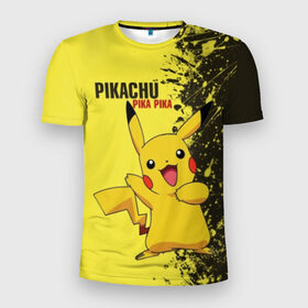Мужская футболка 3D спортивная с принтом Pikachu Pika Pika в Санкт-Петербурге, 100% полиэстер с улучшенными характеристиками | приталенный силуэт, круглая горловина, широкие плечи, сужается к линии бедра | Тематика изображения на принте: pika | pikachu | аниме | детская | детям | игры | молния | мышка | мышь | пика | пикачу | покемон | покемоны
