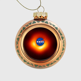 Стеклянный ёлочный шар с принтом Черная дыра NASA в Санкт-Петербурге, Стекло | Диаметр: 80 мм | nasa | астрономия | горизонт событий | космос | наса | черная дыра