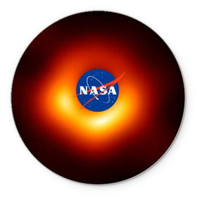 Коврик круглый с принтом Черная дыра NASA в Санкт-Петербурге, резина и полиэстер | круглая форма, изображение наносится на всю лицевую часть | Тематика изображения на принте: nasa | астрономия | горизонт событий | космос | наса | черная дыра