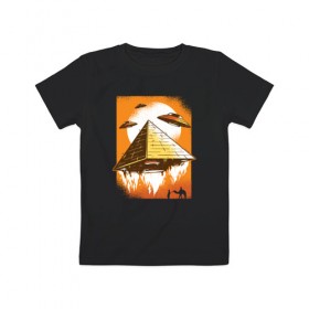 Детская футболка хлопок с принтом Пришельцы и Пирамида в Санкт-Петербурге, 100% хлопок | круглый вырез горловины, полуприлегающий силуэт, длина до линии бедер | 