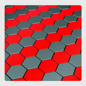 Магнитный плакат 3Х3 с принтом металлическая броня в Санкт-Петербурге, Полимерный материал с магнитным слоем | 9 деталей размером 9*9 см | abstraction | geometry | hexagon | techno | абстракция | броня | геометрия | краски | неон | неоновый | сетка | соты | стальная броня | текстура | шестигранники