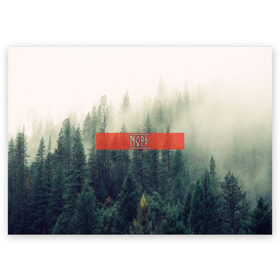 Поздравительная открытка с принтом Северный лес в Санкт-Петербурге, 100% бумага | плотность бумаги 280 г/м2, матовая, на обратной стороне линовка и место для марки
 | forest | nord | north | pagan | vikikngs | викинги | лес | лесник | норд | один | север | язычество