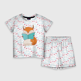 Детский костюм с шортами 3D с принтом Лиса с книжкой в Санкт-Петербурге,  |  | Тематика изображения на принте: fox | foxed | арт | лис | лиса | лисенок | лисичка | пушистик | рыжая | рыжмй хвост