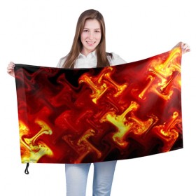 Флаг 3D с принтом Огненная лава в Санкт-Петербурге, 100% полиэстер | плотность ткани — 95 г/м2, размер — 67 х 109 см. Принт наносится с одной стороны | Тематика изображения на принте: fire | flame | in fire | smoke | в огне | дым | огненный | огонь | текстуры
