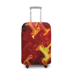 Чехол для чемодана 3D с принтом Огненная лава в Санкт-Петербурге, 86% полиэфир, 14% спандекс | двустороннее нанесение принта, прорези для ручек и колес | fire | flame | in fire | smoke | в огне | дым | огненный | огонь | текстуры