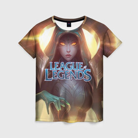 Женская футболка 3D с принтом League of Legends в Санкт-Петербурге, 100% полиэфир ( синтетическое хлопкоподобное полотно) | прямой крой, круглый вырез горловины, длина до линии бедер | kda | lol | rise | rus | skins | варвик | варус | воин | легенд | лига | лол | маг | стрелок | танк | чемпион