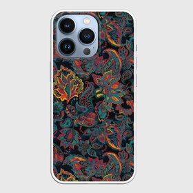 Чехол для iPhone 13 Pro с принтом Узор пейсли в Санкт-Петербурге,  |  | abstraction | art | batik | flowers | indian | leaves | painting | paisley | pattern | plants | tulips | watercolor | абстракция | акварель | батик | живопись | индийский | искусство | листья | пейсли | растения | тюльпаны | узор | цветы