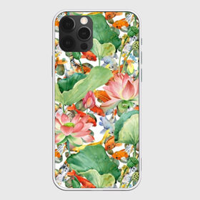 Чехол для iPhone 12 Pro Max с принтом Карпы кои в Санкт-Петербурге, Силикон |  | art | carps | fish | flower | gold | japanese | koi | leaves | lotus | painting | pattern | petals | pond | stems | water | вода | живопись | золотая | искусство | карпы | кои | лепестки | листья | лотос | пруд | рыбка | узор | цветок | японская