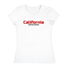 Женская футболка хлопок с принтом USA - California в Санкт-Петербурге, 100% хлопок | прямой крой, круглый вырез горловины, длина до линии бедер, слегка спущенное плечо | america | california | california city | california republic | usa | америка | калифорния | соединенные штаты | сша | штат