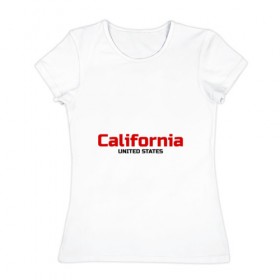 Женская футболка хлопок с принтом USA - California в Санкт-Петербурге, 100% хлопок | прямой крой, круглый вырез горловины, длина до линии бедер, слегка спущенное плечо | america | california | california city | california republic | usa | америка | калифорния | соединенные штаты | сша | штат