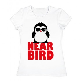 Женская футболка хлопок с принтом Сool penguin в Санкт-Петербурге, 100% хлопок | прямой крой, круглый вырез горловины, длина до линии бедер, слегка спущенное плечо | 