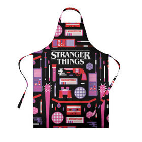 Фартук 3D с принтом STRANGER THINGS STARTER PACK в Санкт-Петербурге, 100% полиэстер | общий размер — 65 х 85 см, ширина нагрудника — 26 см, горловина — 53 см, длина завязок — 54 см, общий обхват в поясе — 173 см. Принт на завязках и на горловине наносится с двух сторон, на основной части фартука — только с внешней стороны | 11 | eleven | logo | netflix | pack | starter | stranger | things | дела | крайне | лого | логотип | одинадцать | одиннадцать | очень | пак | события | стартер | странные | стренджер