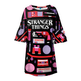 Детское платье 3D с принтом STRANGER THINGS STARTER PACK в Санкт-Петербурге, 100% полиэстер | прямой силуэт, чуть расширенный к низу. Круглая горловина, на рукавах — воланы | 11 | eleven | logo | netflix | pack | starter | stranger | things | дела | крайне | лого | логотип | одинадцать | одиннадцать | очень | пак | события | стартер | странные | стренджер