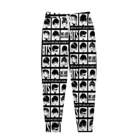 Мужские брюки 3D с принтом BTS Pop art в Санкт-Петербурге, 100% полиэстер | манжеты по низу, эластичный пояс регулируется шнурком, по бокам два кармана без застежек, внутренняя часть кармана из мелкой сетки | Тематика изображения на принте: bangtan | boy | j hope | jimin | jin | jungkook | korea | luv | rm | suga | v | with | бтс | кей | поп