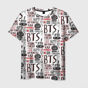 Мужская футболка 3D с принтом BTS Collage в Санкт-Петербурге, 100% полиэфир | прямой крой, круглый вырез горловины, длина до линии бедер | bangtan | boy | j hope | jimin | jin | jungkook | korea | luv | rm | suga | v | with | бтс | кей | поп