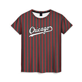Женская футболка 3D с принтом Chicago Bulls classic в Санкт-Петербурге, 100% полиэфир ( синтетическое хлопкоподобное полотно) | прямой крой, круглый вырез горловины, длина до линии бедер | chicago bulls | nba | нба | чикаго