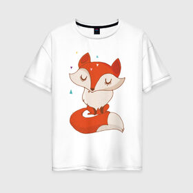 Женская футболка хлопок Oversize с принтом Лисичка в Санкт-Петербурге, 100% хлопок | свободный крой, круглый ворот, спущенный рукав, длина до линии бедер
 | fox | foxed | арт | лис | лиса | лисенок | лисичка | пушистик | рыжая | рыжмй хвост