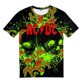 Мужская футболка 3D с принтом AC/DC в Санкт-Петербурге, 100% полиэфир | прямой крой, круглый вырез горловины, длина до линии бедер | Тематика изображения на принте: ac dc | acdc | back in black | columbia | epic | force | guitar | pop | rock | vevo | ангус | блюз | рок | хард | янг