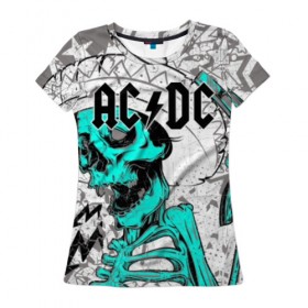Женская футболка 3D с принтом AC/DC в Санкт-Петербурге, 100% полиэфир ( синтетическое хлопкоподобное полотно) | прямой крой, круглый вырез горловины, длина до линии бедер | ac dc | acdc | back in black | columbia | epic | force | guitar | pop | rock | vevo | ангус | блюз | рок | хард | янг