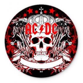 Коврик для мышки круглый с принтом AC/DC в Санкт-Петербурге, резина и полиэстер | круглая форма, изображение наносится на всю лицевую часть | ac dc | acdc | back in black | columbia | epic | force | guitar | pop | rock | vevo | ангус | блюз | рок | хард | янг