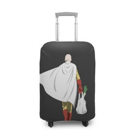 Чехол для чемодана 3D с принтом Saitama в Санкт-Петербурге, 86% полиэфир, 14% спандекс | двустороннее нанесение принта, прорези для ручек и колес | hero | man | one | one punch | punch | punch man | saitama | super | superhero | ванпанчмен | герой | сайтама | супер | супергерой