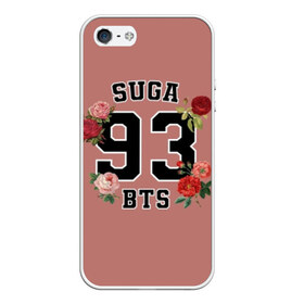 Чехол для iPhone 5/5S матовый с принтом SUGA 93 BTS в Санкт-Петербурге, Силикон | Область печати: задняя сторона чехла, без боковых панелей | Тематика изображения на принте: bangtan | bighit | boy | fake love | j hope | jimin | jin | jungkook | korea | kpop | live | luv | mic drop | rm | suga | v | with | бтс | кей | поп