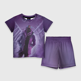 Детский костюм с шортами 3D с принтом Purple в Санкт-Петербурге,  |  | brawl stars | jessie | leon | spike | бравл старс | джесси | леон | спайк