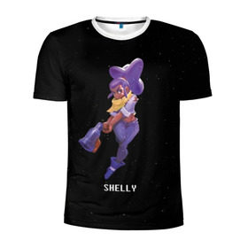 Мужская футболка 3D спортивная с принтом Shelly в Санкт-Петербурге, 100% полиэстер с улучшенными характеристиками | приталенный силуэт, круглая горловина, широкие плечи, сужается к линии бедра | brawl stars | jessie | leon | spike | бравл старс | джесси | леон | спайк