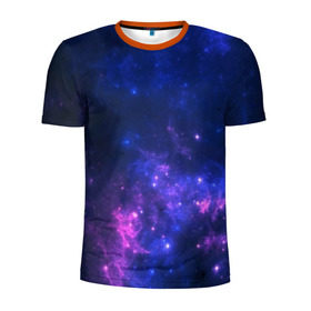 Мужская футболка 3D спортивная с принтом Неоновый космос в Санкт-Петербурге, 100% полиэстер с улучшенными характеристиками | приталенный силуэт, круглая горловина, широкие плечи, сужается к линии бедра | galaxy | nebula | space | star | абстракция | вселенная | галактика | звезда | звезды | космический | планеты