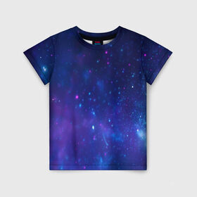 Детская футболка 3D с принтом Космос в Санкт-Петербурге, 100% гипоаллергенный полиэфир | прямой крой, круглый вырез горловины, длина до линии бедер, чуть спущенное плечо, ткань немного тянется | Тематика изображения на принте: galaxy | nebula | space | star | абстракция | вселенная | галактика | звезда | звезды | космический | планеты