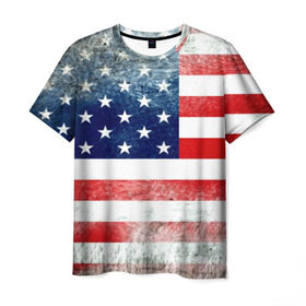 Мужская футболка 3D с принтом Америка Флаг в Санкт-Петербурге, 100% полиэфир | прямой крой, круглый вырез горловины, длина до линии бедер | Тематика изображения на принте: usa | абстракция | америка | американский | герб | звезды | краска | символика сша | страны | сша | флаг | штаты