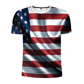 Мужская футболка 3D спортивная с принтом Символика Америки в Санкт-Петербурге, 100% полиэстер с улучшенными характеристиками | приталенный силуэт, круглая горловина, широкие плечи, сужается к линии бедра | usa | абстракция | америка | американский | герб | звезды | краска | символика сша | страны | сша | флаг | штаты