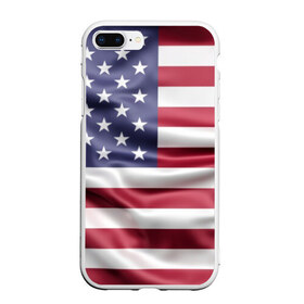 Чехол для iPhone 7Plus/8 Plus матовый с принтом USA в Санкт-Петербурге, Силикон | Область печати: задняя сторона чехла, без боковых панелей | usa | абстракция | америка | американский | герб | звезды | краска | символика сша | страны | сша | флаг | штаты