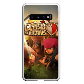 Чехол для Samsung Galaxy S10 с принтом Clash of Clans в Санкт-Петербурге, Силикон | Область печати: задняя сторона чехла, без боковых панелей | Тематика изображения на принте: base | clan wars | coc | hall | hog rider | royale | town | trap | база | гоблин | золото | клеш оф кленс | кок | крепость | кристаллы | трофей | эликсир