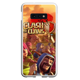 Чехол для Samsung S10E с принтом Clash of Clans в Санкт-Петербурге, Силикон | Область печати: задняя сторона чехла, без боковых панелей | Тематика изображения на принте: base | clan wars | coc | hall | hog rider | royale | town | trap | база | гоблин | золото | клеш оф кленс | кок | крепость | кристаллы | трофей | эликсир