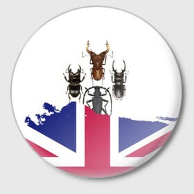 Значок с принтом Жуки в Санкт-Петербурге,  металл | круглая форма, металлическая застежка в виде булавки | england | flag | the beatles | англия | жуки | флаг