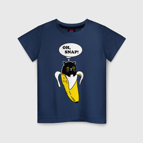 Детская футболка хлопок с принтом Oh, snap! в Санкт-Петербурге, 100% хлопок | круглый вырез горловины, полуприлегающий силуэт, длина до линии бедер | banana | cat | kitten | банан | кот | котенок | кошка