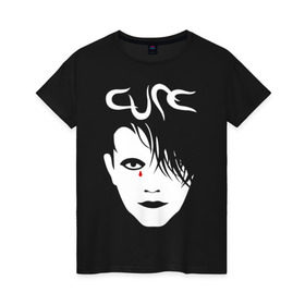 Женская футболка хлопок с принтом The Cure в Санкт-Петербурге, 100% хлопок | прямой крой, круглый вырез горловины, длина до линии бедер, слегка спущенное плечо | cure | robert james smith | the cure | готик рок | группы | музыка | постпанк | роберт смит | рок
