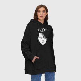 Худи SuperOversize хлопок с принтом The Cure в Санкт-Петербурге, 70% хлопок, 30% полиэстер, мягкий начес внутри | карман-кенгуру, эластичная резинка на манжетах и по нижней кромке, двухслойный капюшон
 | cure | robert james smith | the cure | готик рок | группы | музыка | постпанк | роберт смит | рок