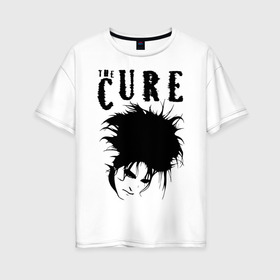 Женская футболка хлопок Oversize с принтом The Cure в Санкт-Петербурге, 100% хлопок | свободный крой, круглый ворот, спущенный рукав, длина до линии бедер
 | cure | robert james smith | the cure | готик рок | группы | музыка | постпанк | роберт смит | рок